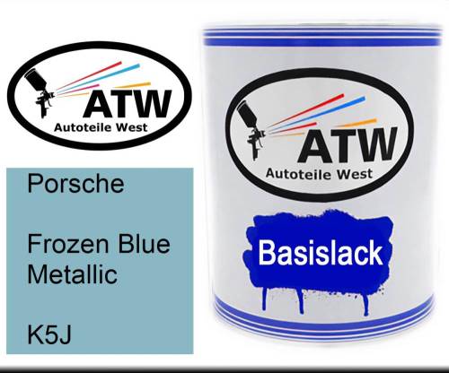 Porsche, Frozen Blue Metallic, K5J: 1L Lackdose, von ATW Autoteile West.